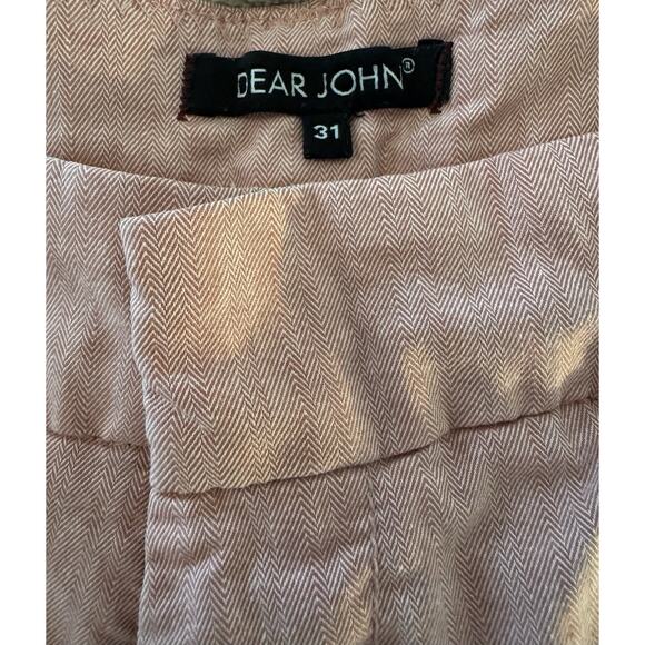 Dear John Womens Shorts Pink Herringbone Dressy Trouser Chino Preppy Size 31 - Picture 2 of 6